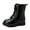 Black, variant on Girls Boys Side Zipper Combat Ankle Boots for Little Big Kid Toddler Non Slip Shoes