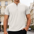 thumbnail image 2 of RMGVDSD Mens Henley Shirt Short Sleeve Polo Golf Shirts Stand Collar Casual Breathable Comfortable Summer Tops Textured Business Wear Classic Golf Top, 2 of 4