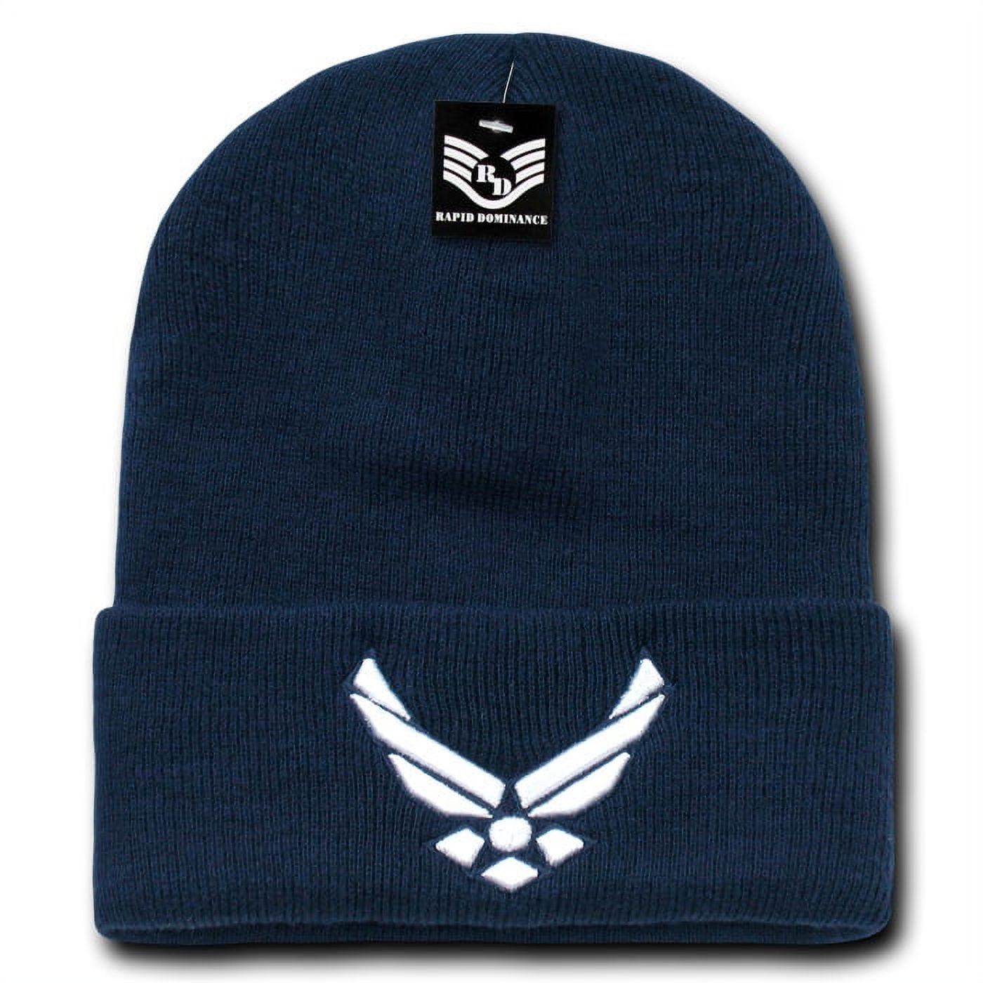 Rapid Dominance Air Force Emblem Military Long Cuff Mens Beanie Cap [Navy Blue] - image 3 of 7