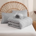 thumbnail image 7 of Sheet&Joy Comforter Full Size Set with Sheets Light Grey - 7 Pieces Bed in a Bag Full Chevron Tufted Complete Bedding Sets with Comforter, Sheets, Pillowcases & Shams, 7 of 7