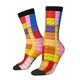 thumbnail image 1 of Balery Colorful Plastic Blocks Pattern Calcetas Largas con Estampado para Hombre y Mujer – Suaves y Transpirables, Talla Única (US 5-11), 1 of 6