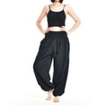 thumbnail image 2 of Bohotusk Womens Autumn Plain Black Cotton Harem Pants S/M to 3XL, 2 of 5