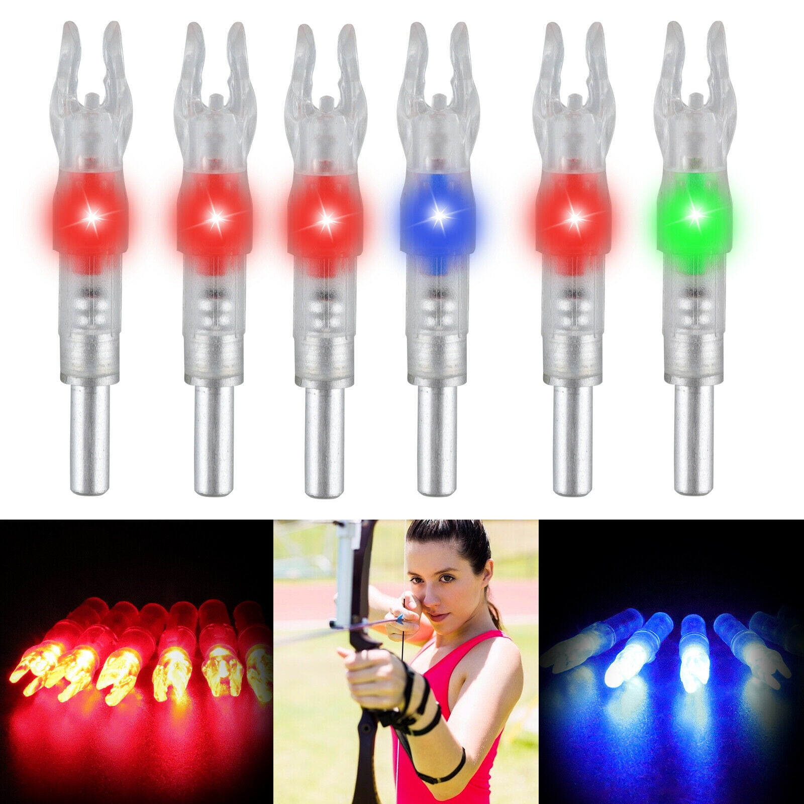 6PCS Led Lighted Nocks For Arrows With 6.2mm Inside Diameter,Light