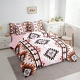 thumbnail image 3 of Manfei Bohemian Aztec Bedding Comforter Set 7-Piece for Adult, Pink Brown Tribal Geometric King Bedding Sets, Southwestern Reversible Bed Sheets, Luxury Bedroom Decor, 3 of 7