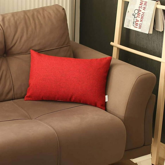 Bohemian Handmade Decorative Throw Pillow Solid Jacquard 12" x 20" Red Lumbar Pillowcase for Couch, Bedding