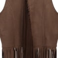thumbnail image 6 of GiLiling Girl's Faux Suede Tassel Vest Tops Sleeveless Kids Vests Western Retro Boho Waistcoat Cowgirl Jacket Cardigan (Coffee, 7-8 Years), 6 of 7