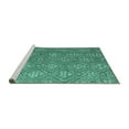 thumbnail image 2 of Ahgly Company Machine Washable Indoor Square Abstract Turquoise Blue Modern Area Rugs, 5' Square, 2 of 4