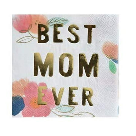 Slant Collections Foil Beverage Napkin - Best Mom (Best Day Ever Beverage Napkins)