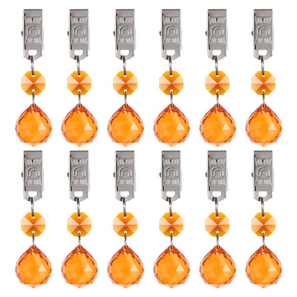 Uxcell 12-Pack Pesos para Manteles, Pesos de Cubierta de Mesa de Cristal con Clips Metálicos para Decoración/Picnic, Sujetadores de Manteles de Prismas [Naranja]