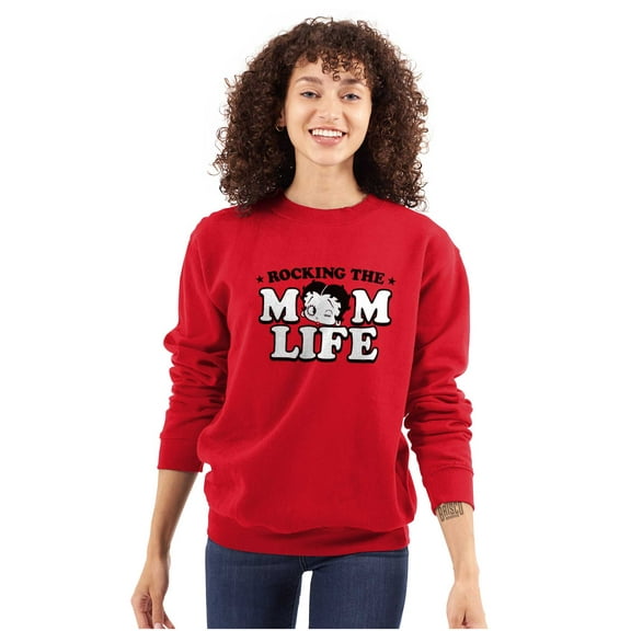 Betty Boop Rocking The Mom Life Women Crewneck Sweatshirt Brisco Brands L