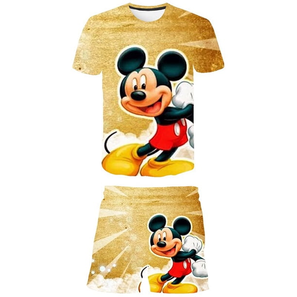 Traje de Mickey para bebés, niños y niñas, camiseta de verano para niños y niñas, pantalones cortos, 2 trajes, conjuntos de ropa para niños y niñas, 6T Gao Jinjia LED