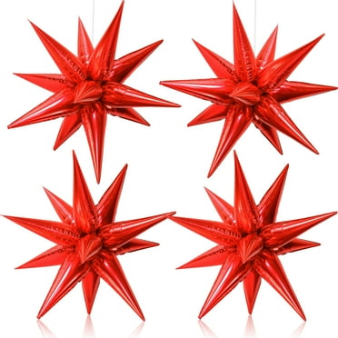 KINNO Big Red Starburst Balloons - 20 Inch, Pack of 52 | Red Metallic Balloons, Valentines Day Decorations | Red Star Balloons, Valentines Decor | Valentines Balloons