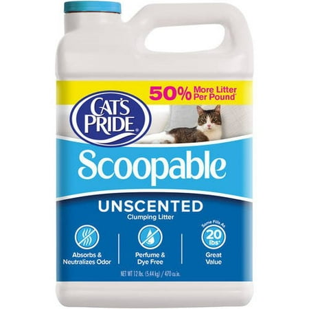 Cat's Pride Scoopable Unscented Cat Litter, 12-lb (Best Scoopable Cat Litter Brand)