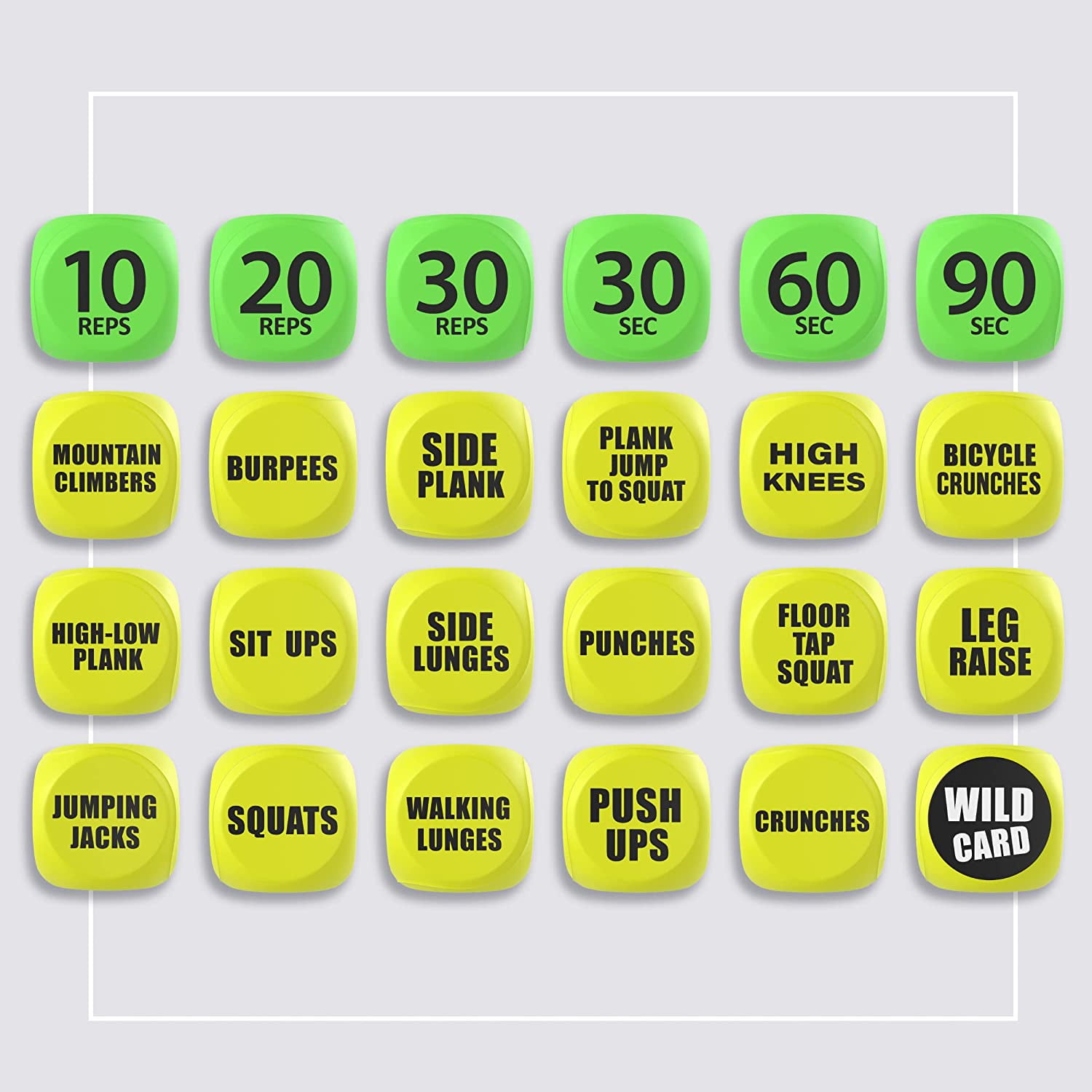Skywin Workout Dice - 2 Pack, Yellow, Fun Exercise Dice for Solo or Group Classes, 6-Sided Foam Fitness Dice Great Dynamic Exercise Equipment