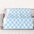 thumbnail image 5 of YFYANG Lightweight Warm Flannel Blanket, Blue Vintage Plaid Texture Throw Blanket for Bed, Sofa, Travel, Camping, 80"x60", 5 of 7