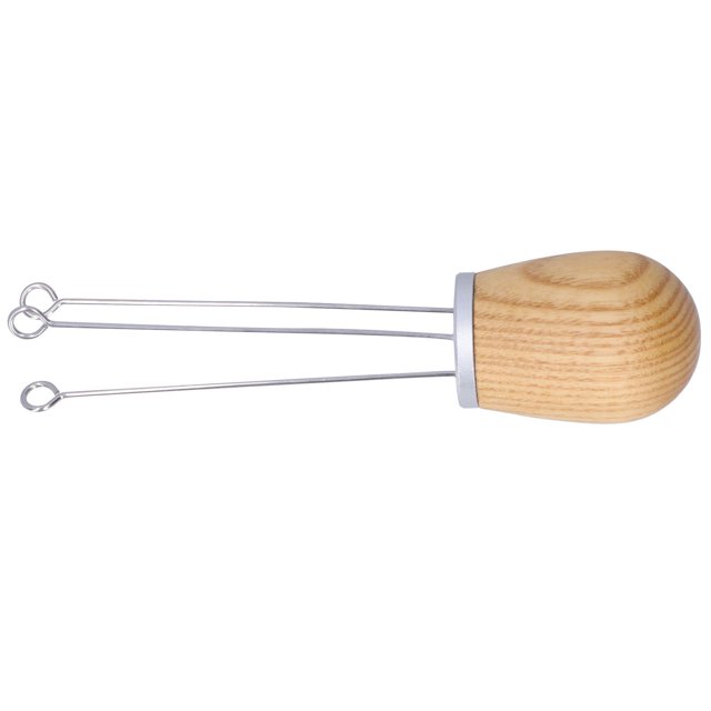 Herramienta para mezclar café en polvo de acero plateado para preparar café con precisión Distribuidor de café en polvo con mango de madera
