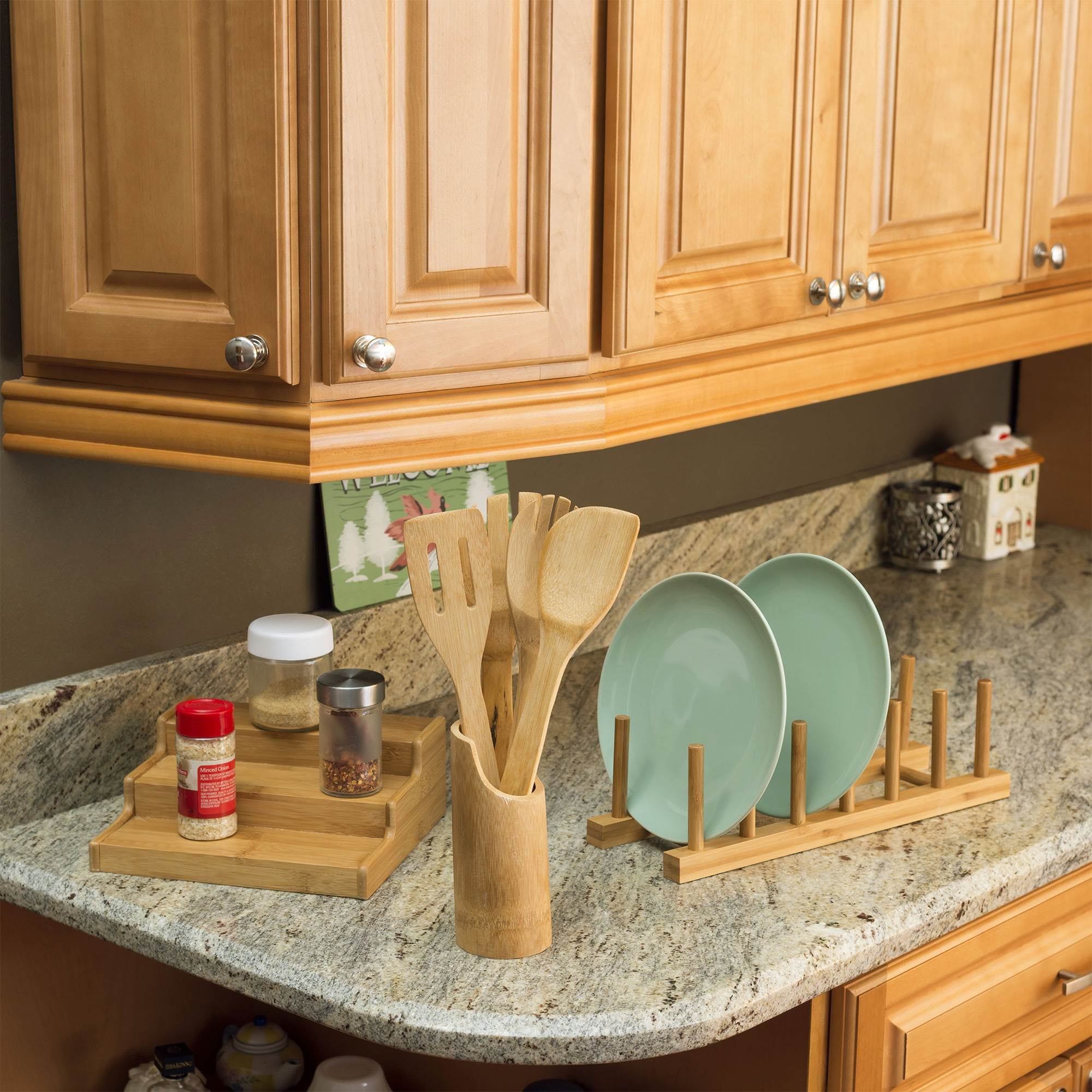 Home Basics Bamboo Dish Drainer Dish Drying Rack Cooking