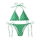 thumbnail image 1 of Gibobby Traje de Baño Sexy Bikini Bikini con estampado de lunares sexy para mujer, traje de baño dividido con cordón y cuello Halter, traje de baño de pu(Verde,G), 1 of 4