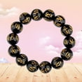 thumbnail image 4 of Pulseras de cuentas de oración budista de piedra negra de imitación, brazalete Om Mani Padme Hum para hombres y mujeres, 4 of 5