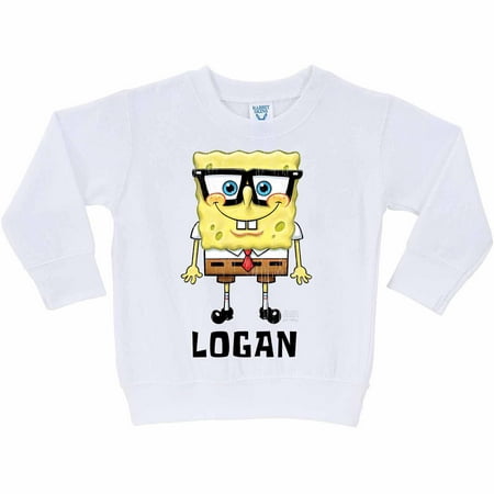 Personalized SpongeBob SquarePants Glasses Kids' White Pullover Sweatshirt