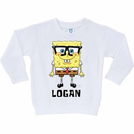 Personalized SpongeBob SquarePants Glasses Kids&amp;#39; White Pullover Sweatshirt