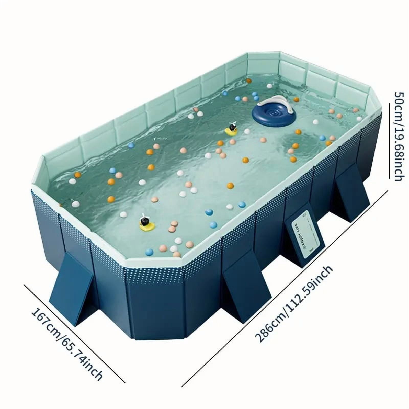 Montary Foldable Swimming Pool Non-Inflatable, Portable Family & Pets Outdoor Use 112x65x19 Inch
