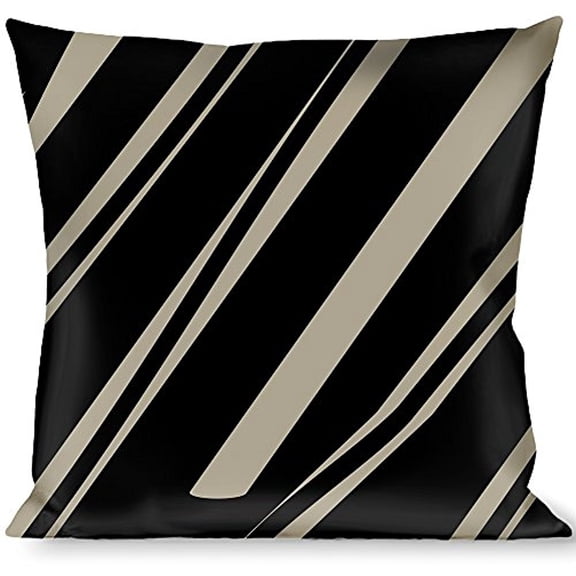 Buckle-Down Throw Pillow - Diagonal Stripes Scribble Gray Black