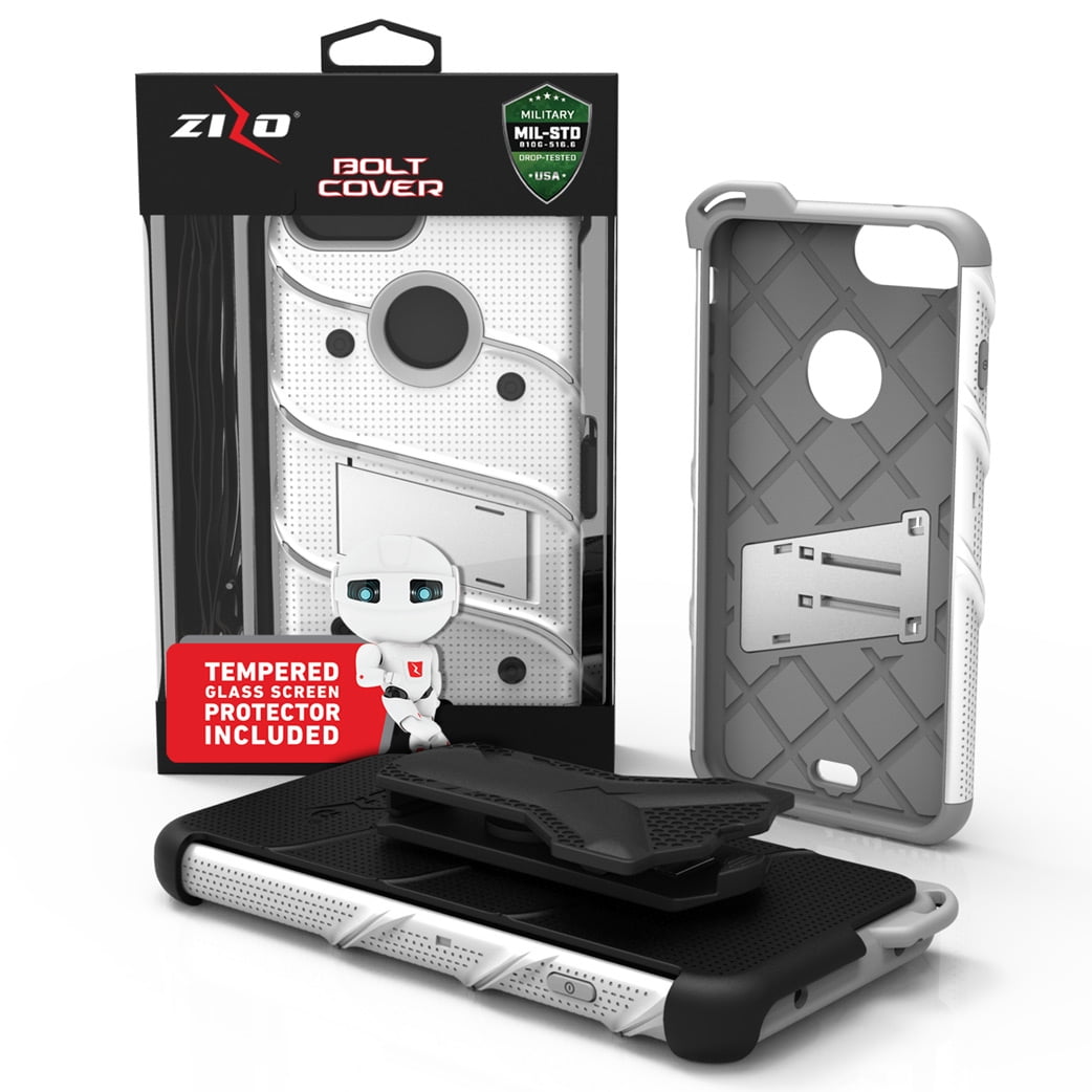 zizo bolt series iphone 8 / 7 tough case & belt clip - black zizo bolt series iphone 8 / 7 tough case & belt clip - black