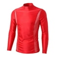 thumbnail image 5 of XIAONU Men's Long-Sleeve Sheer Turtleneck Top Stretchy Mesh Ruched Crop Shirt Stylish Performance Dance Clubwear, 5 of 9