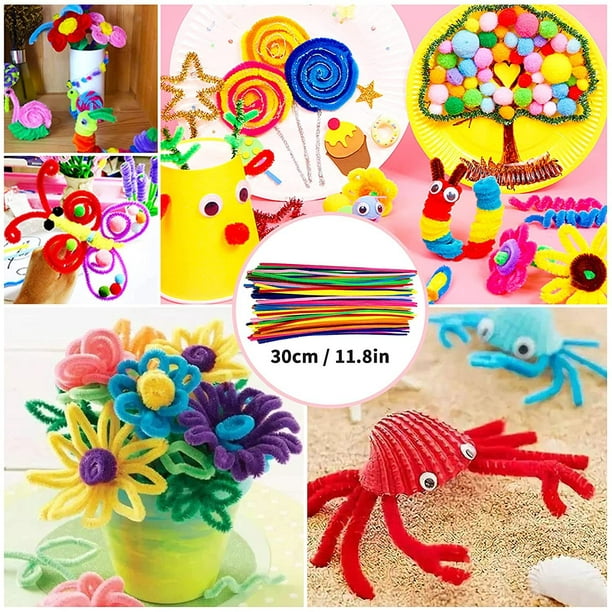 SSZCHWH StüCk Kit de bricolage pour enfants, kit de bricolage pour enfants,  matériel de bricolage, scrapbooking, cure-pipes, pompons, plumes, perles