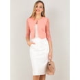 thumbnail image 3 of INSPIRE CHIC Cárdigans elegantes con cuello redondo y mangas 3/4 de encaje transparente para mujer Rosa L, 3 of 6