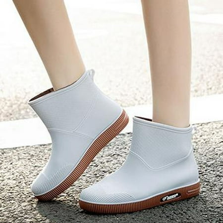 

Cathalem Constructor Boots Rainshoes Women Short Tube Plush Thermal Water Shoes Waterproof Shoes Fashion Clean Boots for Men Grey 520