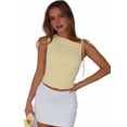 thumbnail image 5 of Women Going Out Summer Tank Tops Basic Cute Sleeveless Crop Top Vacation Fashion Outfit Clothes Yellow M, 5 of 9