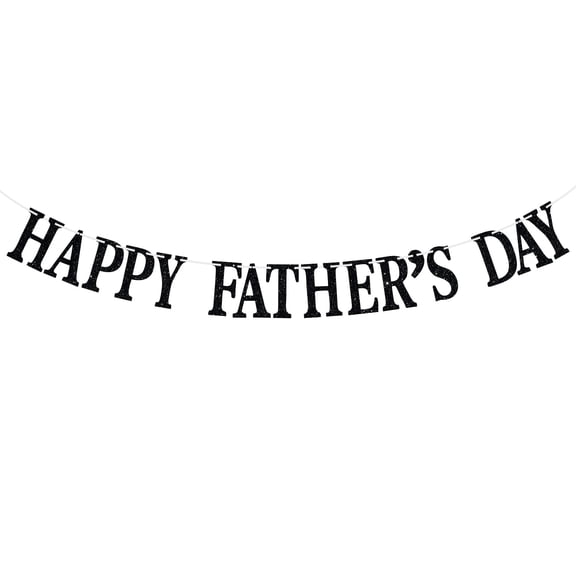 Happy Father's Day Banner, Best Dad Ever Party Decoration Supplies for celebrate Father's Day, Happy Birthday Dad Party Banner Sign, Black Glitter