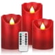 thumbnail image 1 of Juego de 3 velas LED Lamp JUNPEI de cera auténtica roja con control remoto de 10 botones, 1 of 6