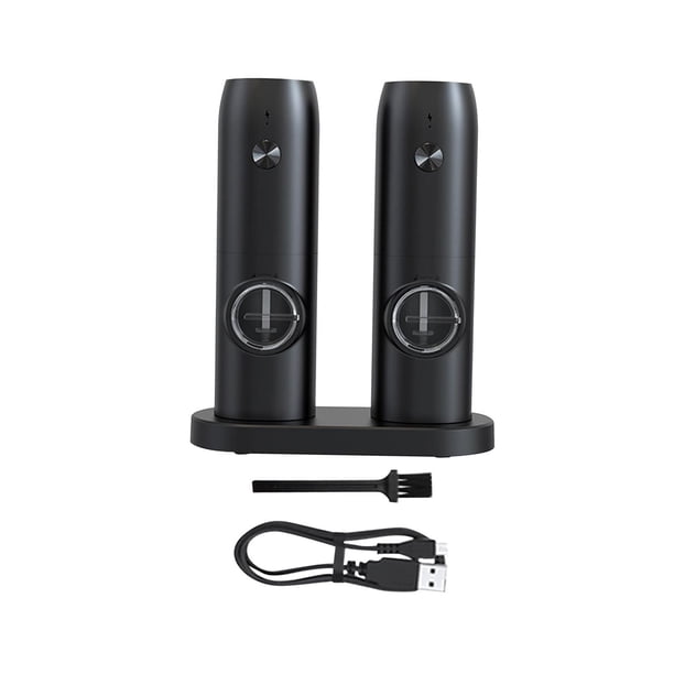 Motorsonline2020 Molino de pimienta electrónico Gadget de cocina de grosor USB doble con base Macarena Molinillo de pimienta