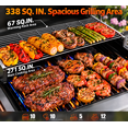 thumbnail image 3 of Syngar 3 Burner Bbq Gas Grill with Folding Side Tables, Propane Grill with 30,000 Btu, Stainless Steel, Porcelain Grates & Thermometer, Black, 3 of 7