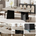 thumbnail image 4 of Dining Table for 6-8 People - 63" Modern Long Kitchen Table with Large Tabletop & Pedestal Legs, Dinner Table for Kitchen, Conference Room, Home, Grey & Black, 4 of 8