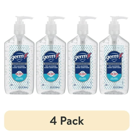 (4 pack) Germ-X Advanced Hand Sanitizer with Pump Alcohol & Moisturizers Original Fresh Scent 12 fl oz.