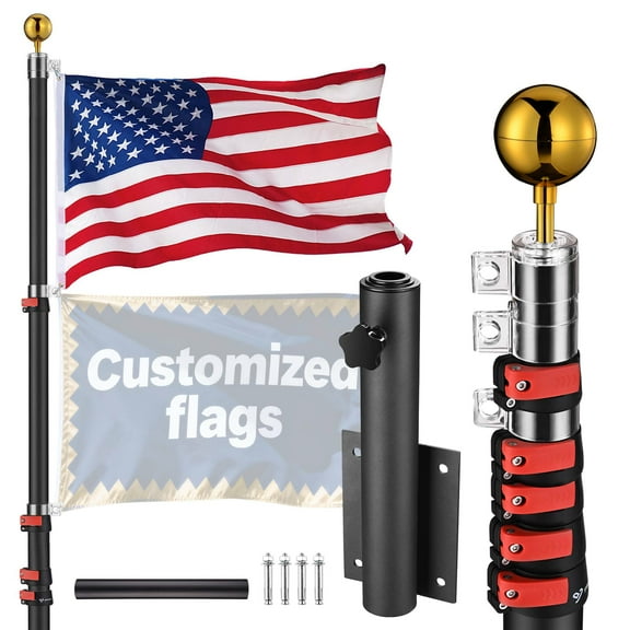 Yescom 20Ft Telescoping Flagpole with Dock/Deck Mount Display Sign for Events