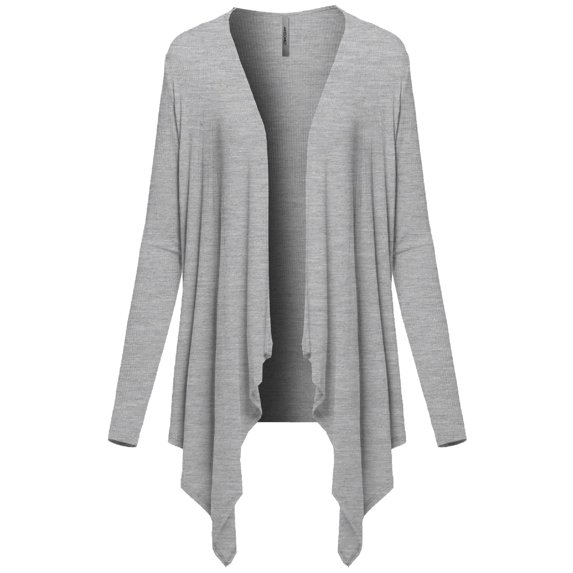 FashionOutfit Women's Casual Solid Ribbed Open Front Long Sleeve Knit Cardigan