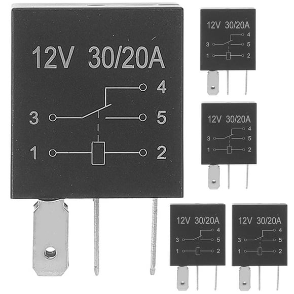 Miangastore Car Motor Starting Relay Black Plastic Copper Flame Retardant Material 5Pcs 1.4x0.9x0.6in