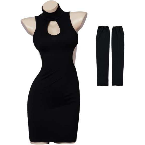 Maddy Dress Sexy Black Hollow Crop Top Bra and Cutout Pants Outfits for Women