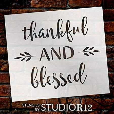 Unicorn Paint Stencil Thankful and Blessed Stencil by StudioR12 | Reusable Mylar Template | Use to Paint Wood Signs - Pallets - DIY Fall & Thanksgiving Decor - Select Size (16