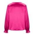 thumbnail image 5 of Royisotas Solid Color Tops for Women Plus Size Long Sleeve Fall and Winter Pink Casual Blouses for Women Plus Size Collared Ruffled Satin T-Shirt, 5 of 10