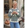 thumbnail image 6 of Women Striped Crew Neck Sweatshirt, Cute Bow Decor Long Sleeve Casual Pullover Top for Fall Daily Streetwear, 6 of 12