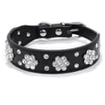 thumbnail image 1 of Lindo collar para perro y gato con diamantes de imitación de flores, collar brillante de cuero PU, 1 of 5