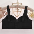 thumbnail image 3 of WHEANG Plus Size Bras for Women Front Closure Wireless Bra Skin Friendly Pattern Embroidery Comfort Everyday Bralette Standard Shoulder Strap Support Push Up Front Hook Bra Size 4XL Black, 3 of 5