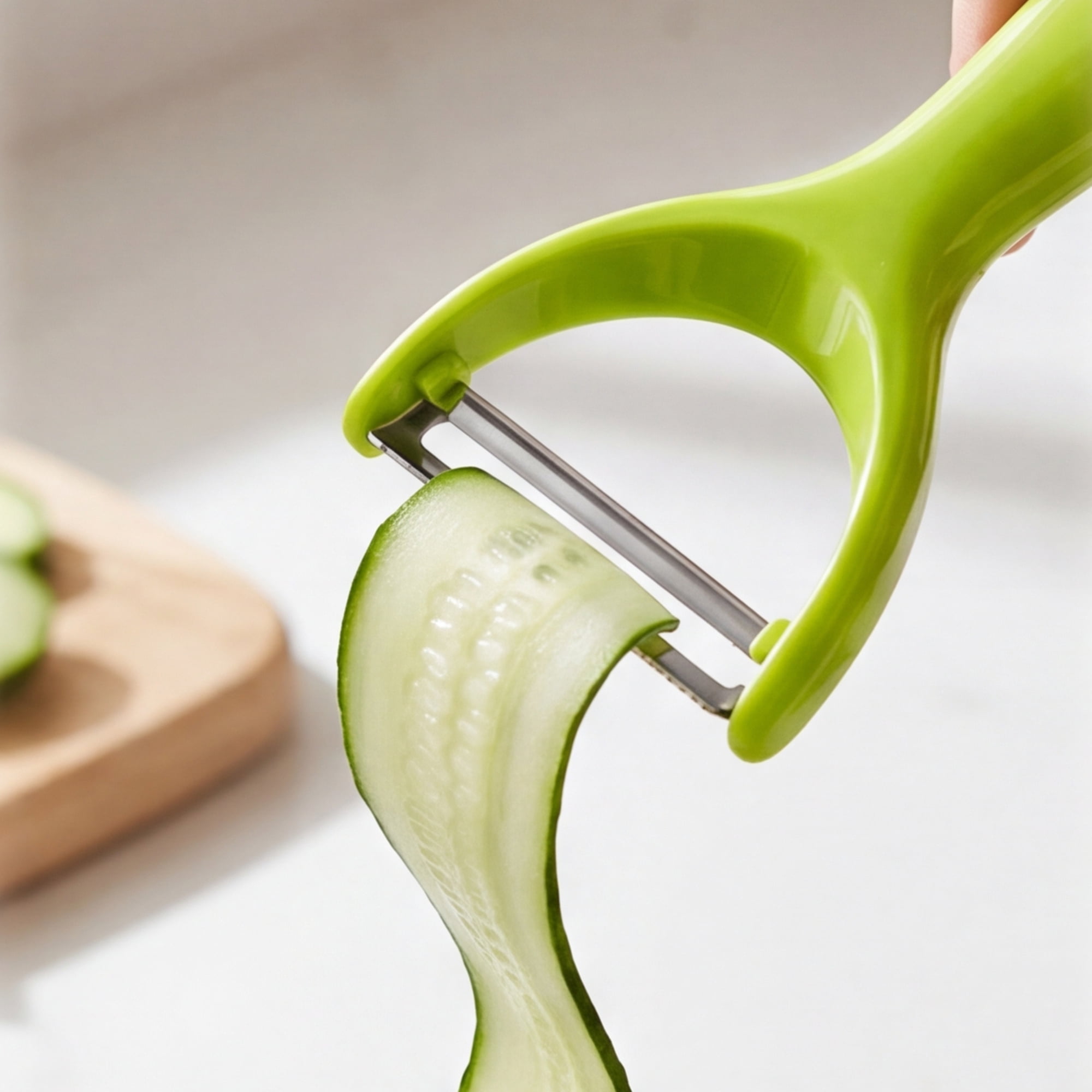 Unique Bargains Vegetable and Apple Peeler with Ergonomic Handle Bright Green 5.1x2.4 inch