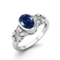 thumbnail image 2 of 7X5mm Oval Shape Synthetic Blue Sapphire 925 Sterling Silver Celtic Shank Solitaire Mother's Day Gift Ring, 2 of 4